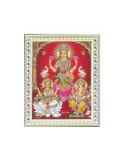 Satvik (New) Goddess Maha Lakshmi, Ma Saraswati and Lord Ganesha Designer White Photo Frame (6) for Diwali Pooja (17*22cms)